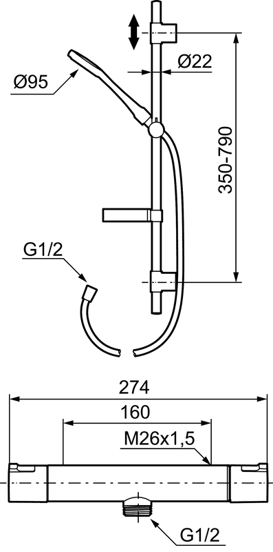 Handduschset Mora Cera Shower kit 160 c/c Online & i butik Comfort