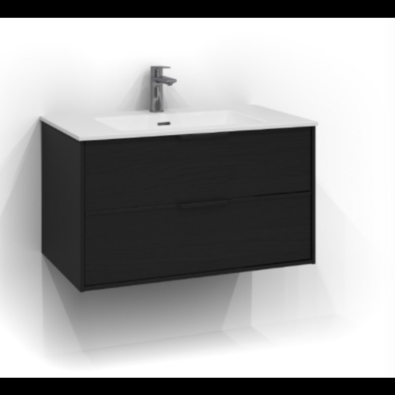 Möbelpaket Svedbergs Epos Relief svart 80x45 2 lådor tvättställ Ise